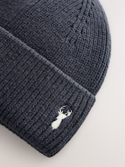 Navy Stag Stag Embroidered Knitted  Beanie Hat (1-16yrs) - Image 2 of 3
