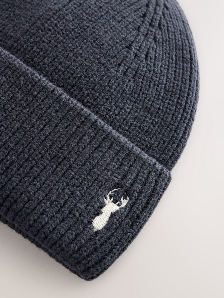 Navy Stag Stag Embroidered Knitted Beanie Hat (1-16yrs) - Image 2 of 3 Navy Stag Stag Embroidered Knitted Beanie Hat (1-16yrs) - Image 2 of 3