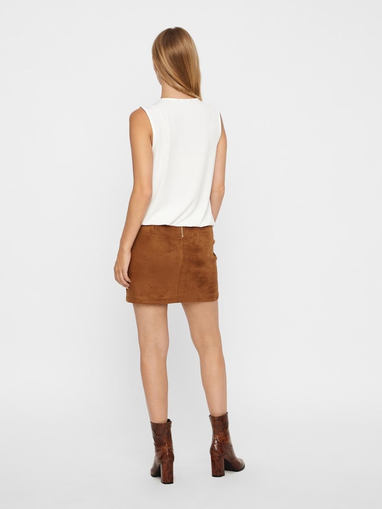 VERO MODA Brown Short Faux Suede Skirt - Image 2 of 5