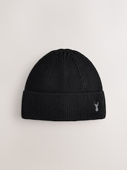 Black Stage Stag Embroidered Knitted  Beanie Hat (1-16yrs) - Image 1 of 3