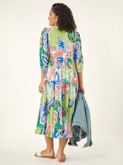 Albastru - Roman Abstract Print Tiered Dress - Imaginea 3 din 5