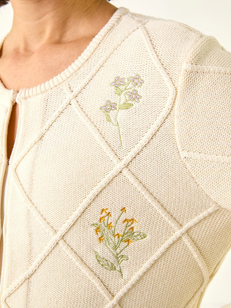 Roman Floral Embroidered Knit Cardigan - Afbeelding 6 van 6 Roman Floral Embroidered Knit Cardigan - Afbeelding 6 van 6