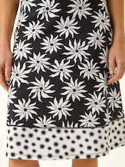 Roman Black Floral Star A-Line Skirt - Image 6 of 6