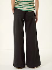黑色 - Roman Cotton Stretch Wide Leg Denim Trousers - 圖片 3/5