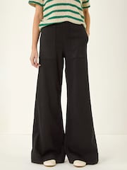 黑色 - Roman Cotton Stretch Wide Leg Denim Trousers - 圖片 4/5