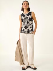 Roman Black Butterfly Embroidered Vest Top - Image 2 of 5