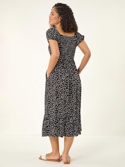 Roman Black Spotty Heart Button Midi Dress - Image 3 of 5