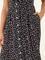 Roman Black Spotty Heart Button Midi Dress - Image 5 of 5