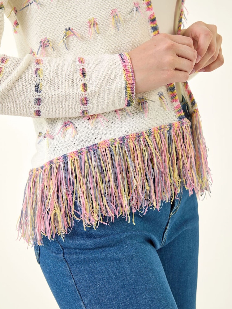 Cardigan Roman en maille légère à franges - Image 6 sur 6