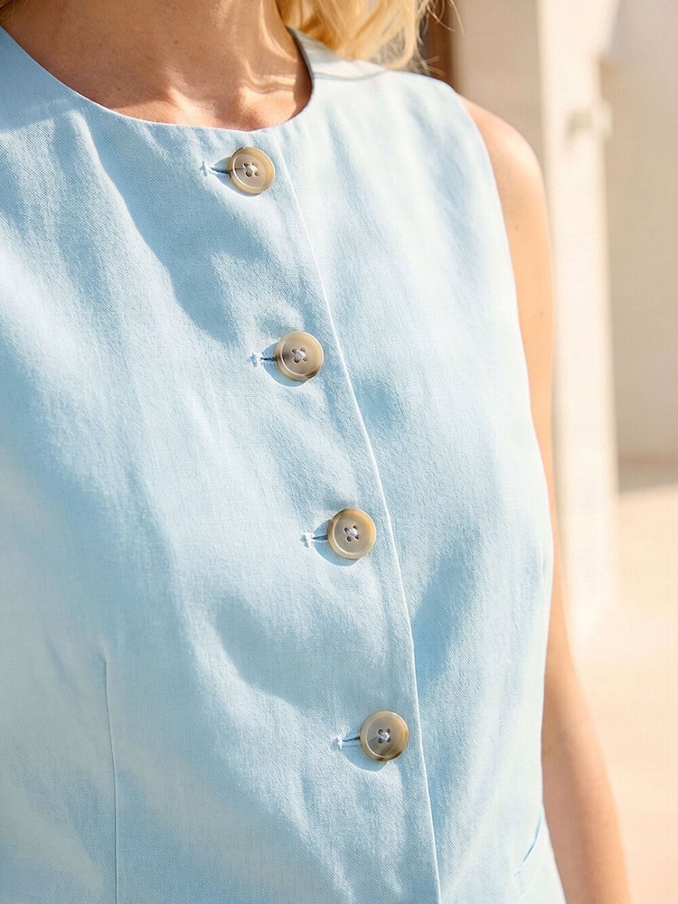 Roman Blue Buttoned Waistcoat - Image 4 of 4 Roman Blue Buttoned Waistcoat - Image 4 of 4