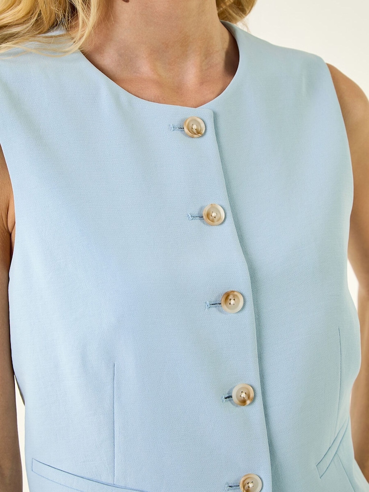 Roman Blue Buttoned Waistcoat - Image 5 of 5