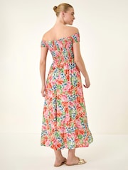 Roman Blomstrete Print Bardot rynket Midikjole - Bilde 2 av 4