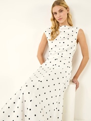 Midikjole med høy hals og romersk prikktrykk - Bilde 1 av 5