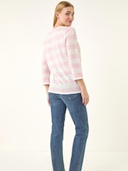 Roman Pink Embellished Stripe Stretch Top - Image 3 of 5