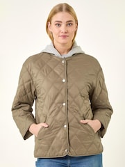 Roman Green Quilted Hooded Jacket - Image 4 of 5