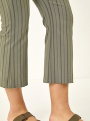 Roman Green Stripe Print Crop Bootleg Trousers - Image 5 of 5