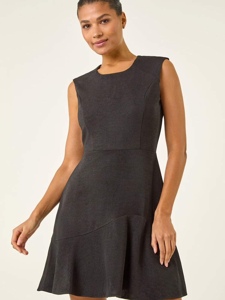 Roman Black Textured Sleeveless Short Dress - Image 2 of 5