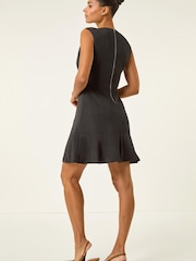 Roman Black Textured Sleeveless Short Dress - Image 3 of 5