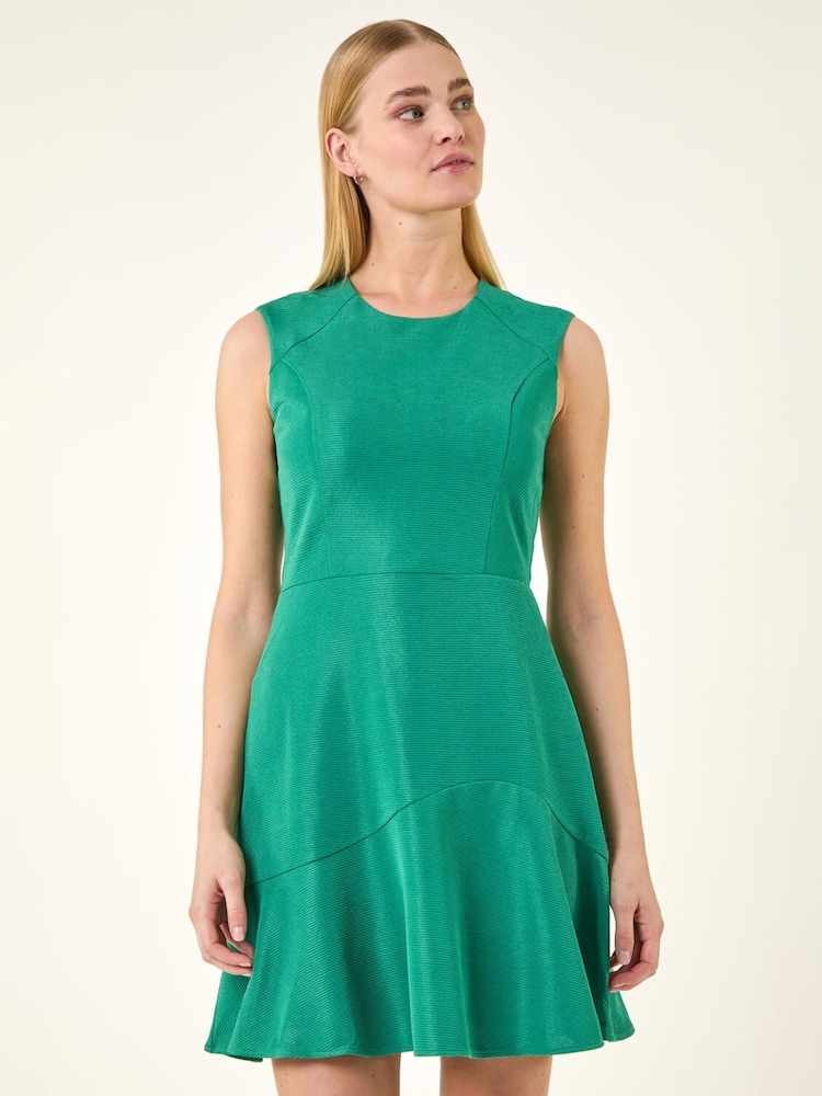 Roman Green Textured Sleeveless Short Dress - Image 2 of 5