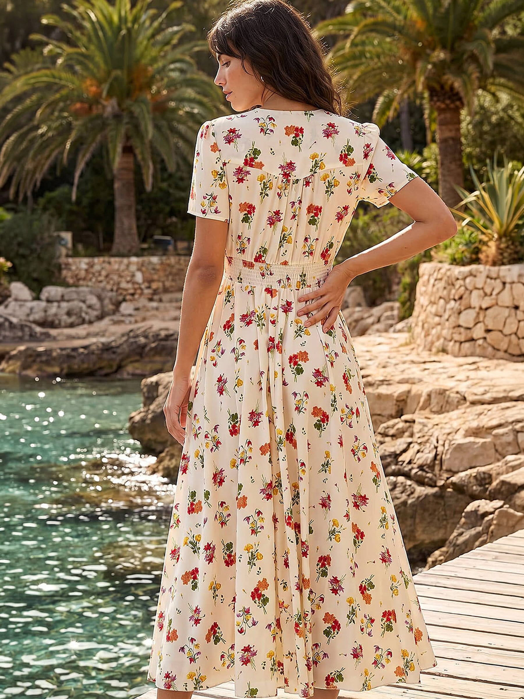Buy Roman White Floral Print Buttoned Midi Dress from Next USA