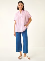 Roman Pink Stripe Pleated Neck Top - Image 4 of 5