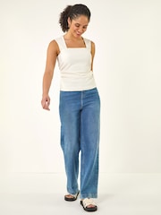 Roman White Textured Stretch Top - Image 3 of 5