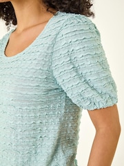 Roman Blue Textured Jersey Stretch Top - Image 5 of 5