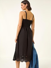 Roman Black Crochet Strappy Midi Dress - Image 3 of 5