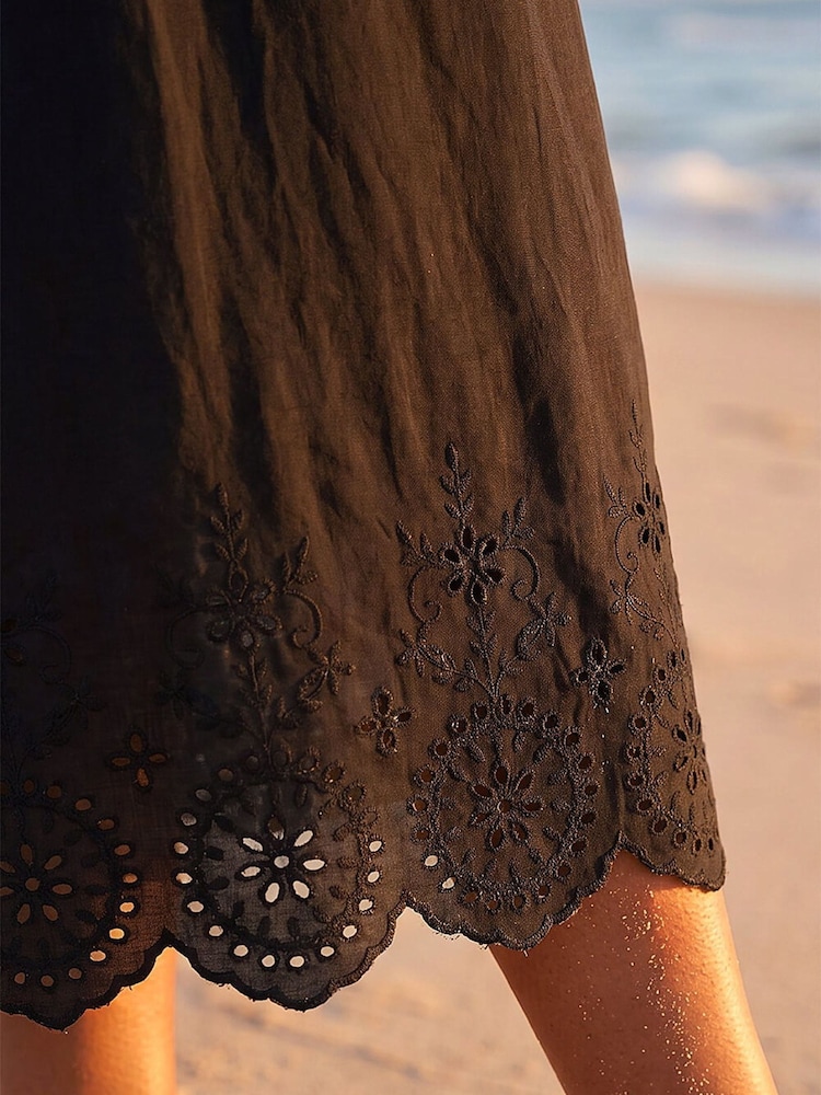Roman Black Crochet Strappy Midi Dress - Image 4 of 4 Roman Black Crochet Strappy Midi Dress - Image 4 of 4