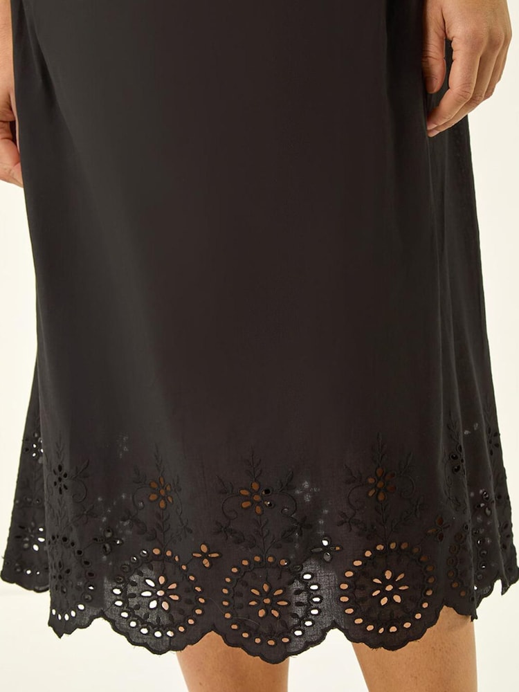 Roman Black Crochet Strappy Midi Dress - Image 5 of 5 Roman Black Crochet Strappy Midi Dress - Image 5 of 5