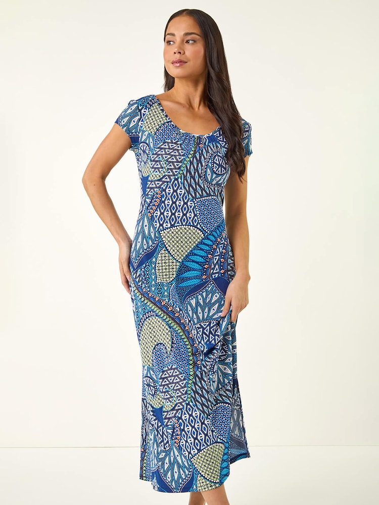 Roman Petite Abstract A-Line Midi Dress - Εικόνα 2 από 5