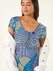 Roman Petite Abstract A-Line Midi Dress - Εικόνα 4 από 5