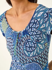 Roman Petite Abstract A-Line Midi Dress - Εικόνα 5 από 5