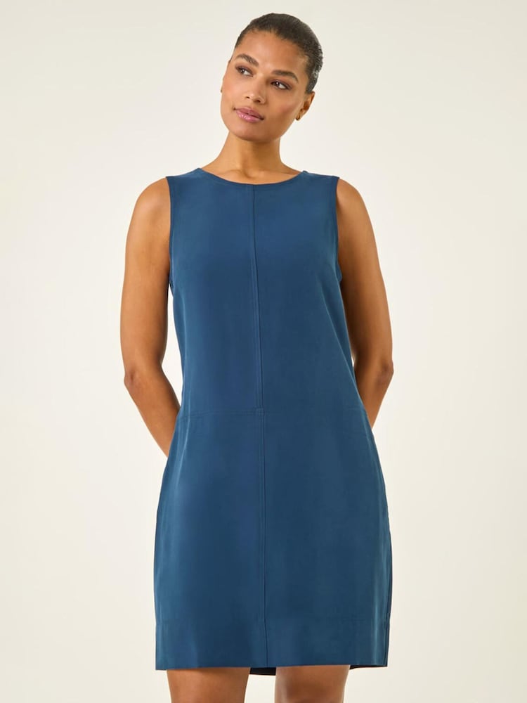 Roman Blue Seam Detail Pocket Shift Dress - Image 2 of 5