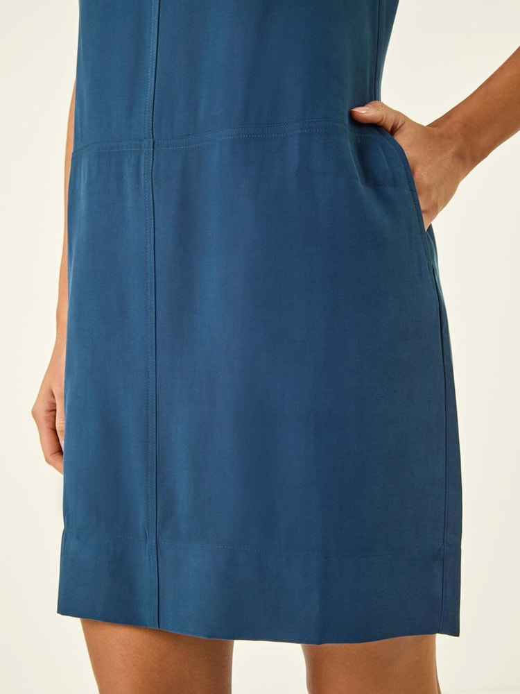 Roman Blue Seam Detail Pocket Shift Dress - Image 5 of 5