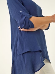 Roman Blue V-Neck Wrap Hem Tunic Top - Image 5 of 5