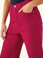 Roman Red Petite Cotton Frayed Hem Trousers - Image 5 of 5