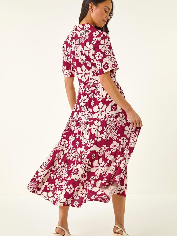 red floral shirt dress Victoria Red Ditsy Mini Shirt Dress  Girl In Mind