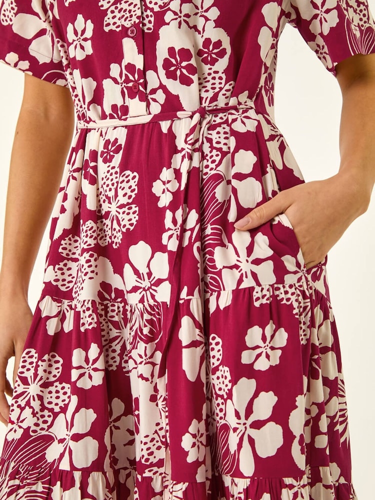 Roman Red Petite Floral Shirt Dress - Image 5 of 5