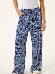 Roman Blue Petite Spot Wide Leg Trousers - Image 4 of 5