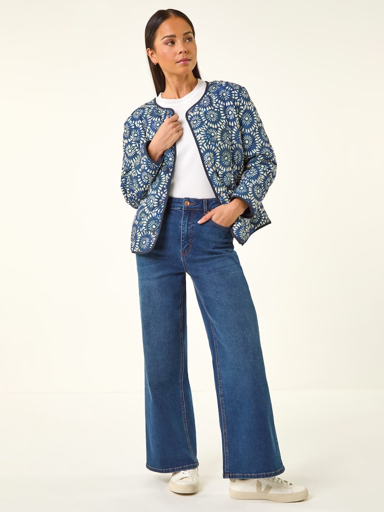 Roman Blue Petite Geo Quilted Puffer Jacket - Image 2 of 5