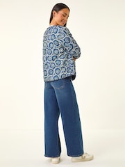 Roman Blue Petite Geo Quilted Puffer Jacket - Image 3 of 5