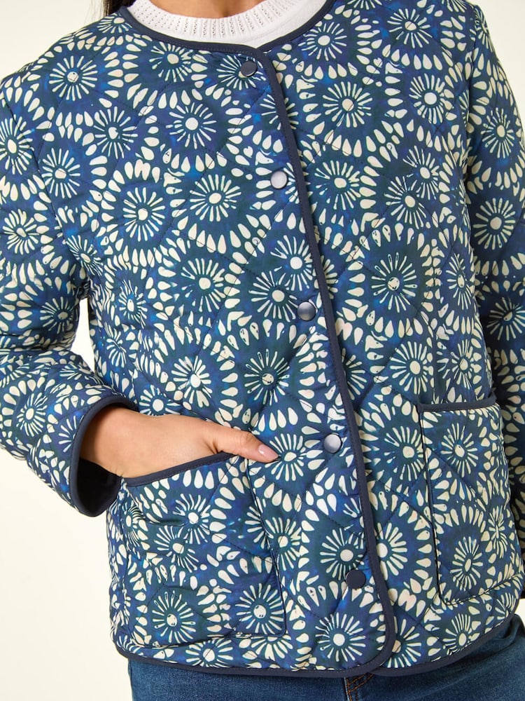 Roman Blue Petite Geo Quilted Puffer Jacket - Image 5 of 5