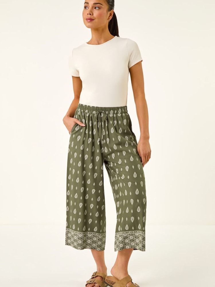 Roman Green Petite Aztec Border Cropped Trousers - Image 2 of 5