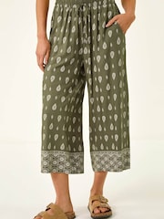 Roman Green Petite Aztec Border Cropped Trousers - Image 4 of 5