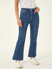 Roman Indigo Petite Boocut Cropped Denim Trousers - Image 4 of 5