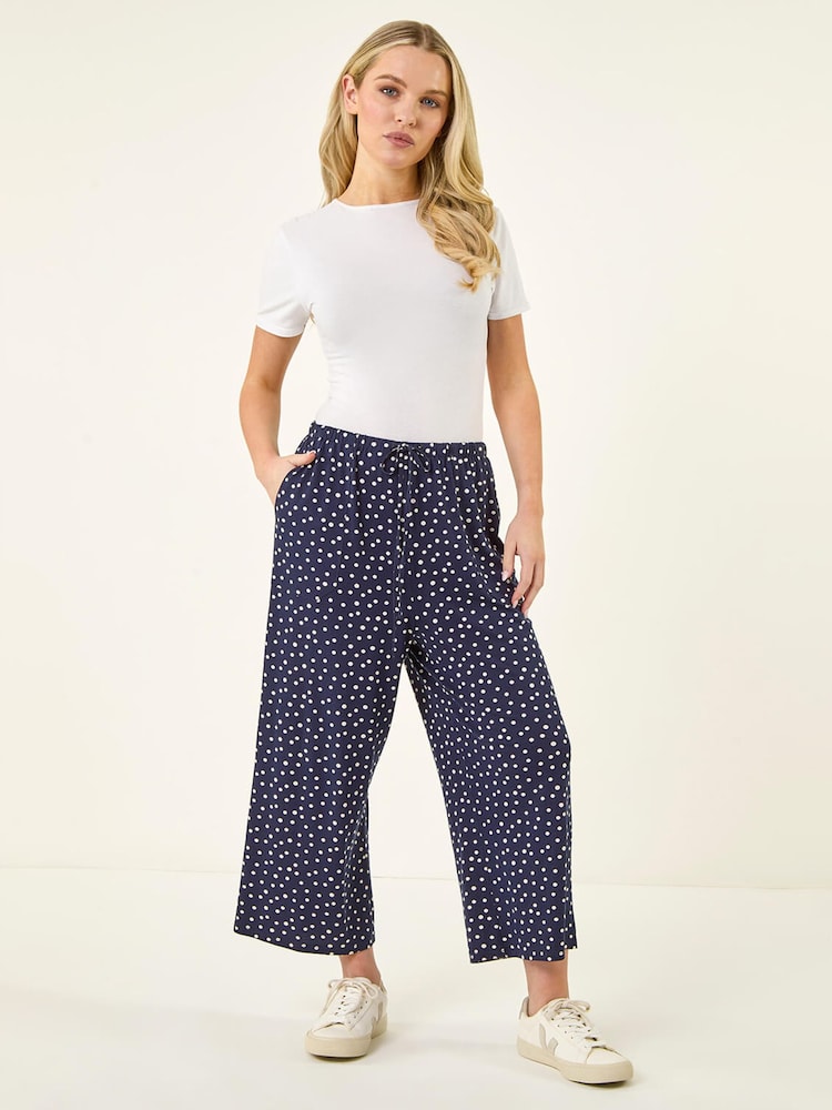 Roman Blue Petite Spot Stretch Trousers - Image 2 of 5