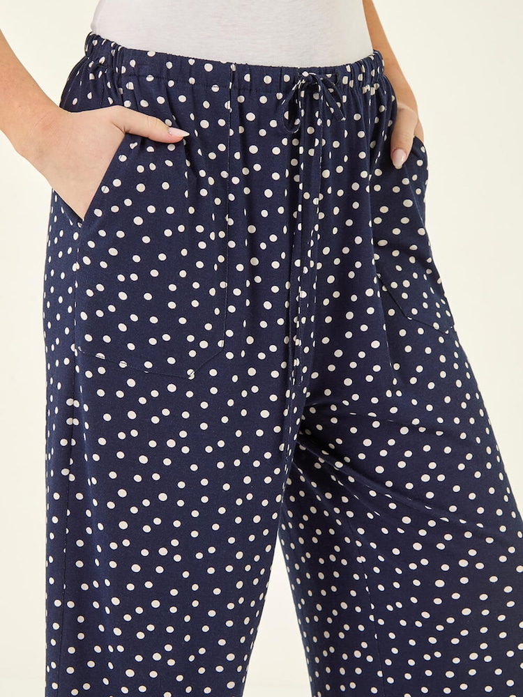 Roman Blue Petite Spot Stretch Trousers - Image 5 of 5