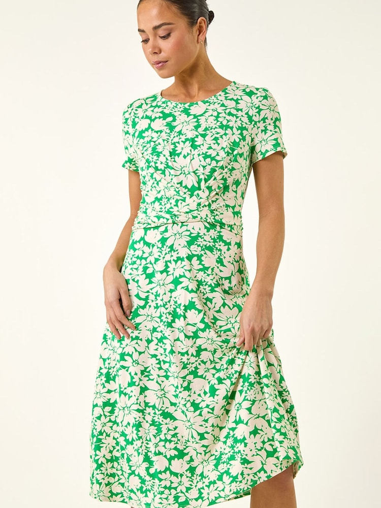 Roman Green Petite Twist Front Stretch Dress - Image 2 of 5