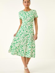 Roman Green Petite Twist Front Stretch Dress - Image 4 of 5